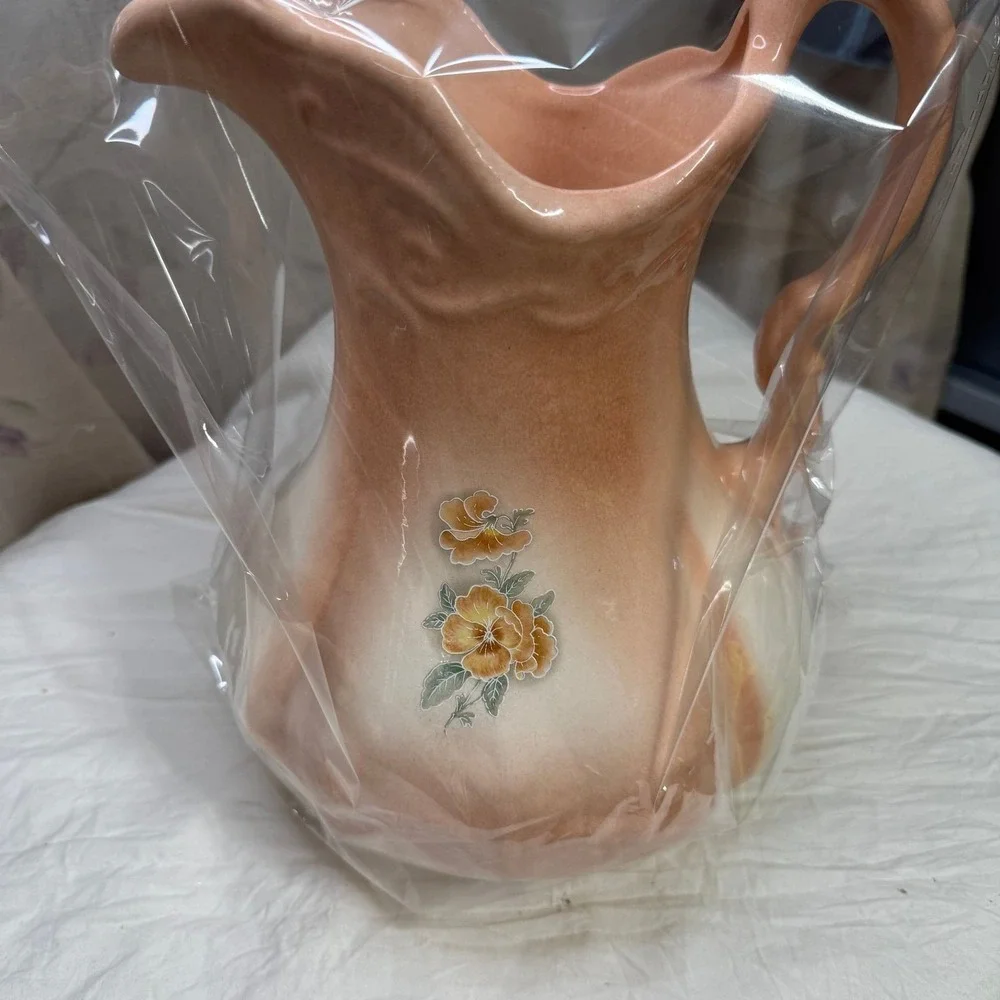 VINTAGE IRONSTONE WATER PITCHER Peach‎ vase
